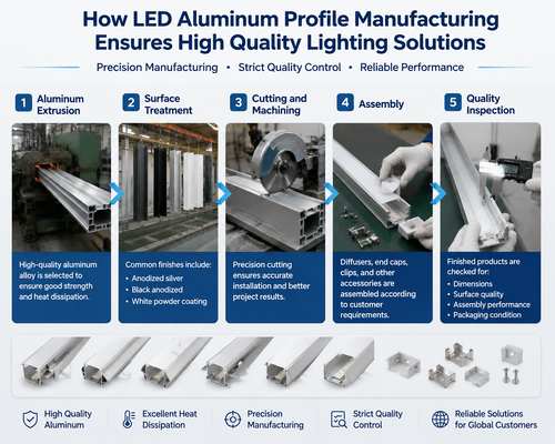 Últimos blogs da empresa sobre Como a Fabricação de Perfis de Alumínio LED Garante Soluções de Iluminação de Alta Qualidade