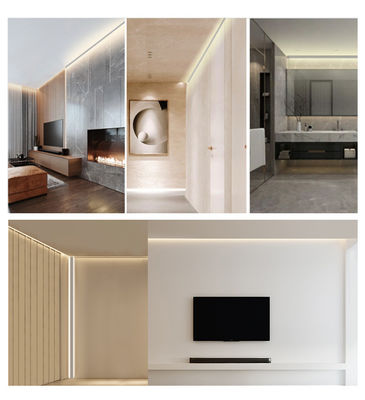 Perfil de alumínio de canto LED em liga 6063 T5 com difusor PMMA e têmpera T3-T8 para instalação de fita LED