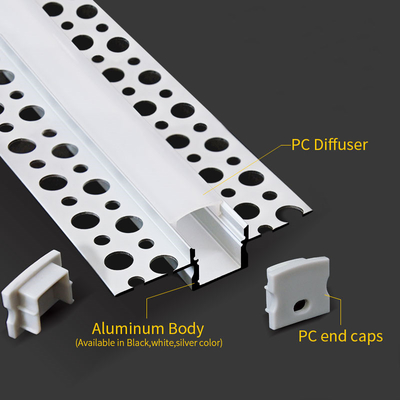 A luz Recessed de alumínio do diodo emissor de luz da gipsita do emplastro do Drywall do perfil da placa de gesso do diodo emissor de luz descasca o canal de alumínio com tampa do PC