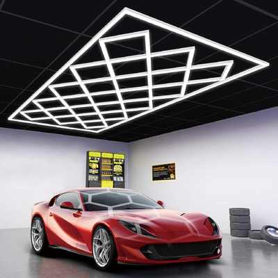Sistema modular de iluminação LED hexagonal para teto para garagem, academia, oficina, painéis de luz LED hexagonais conectáveis em favo de mel