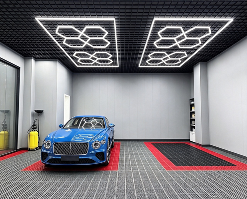 Bom preço 512W LED Hexagon Light Sistema de iluminação de teto modular para garagem Gym Workshop Escritório Conectável Honeycomb LED Hex Light Panels on-line