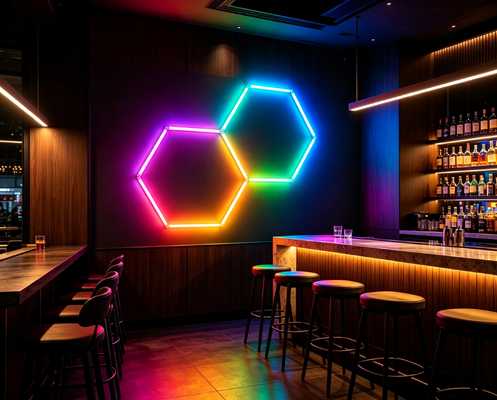 Bom preço Sistema de teto modular em formato de favo de mel RGB com luz hexagonal LED que oferece opções de instalação flexíveis para garagem, academia, oficina e escritório On-line