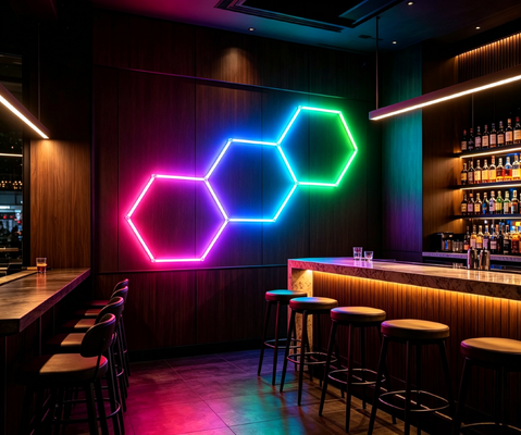 Bom preço Conexível Honeycomb Modular RGB LED Sistema de Iluminação Hexagonal Projetado para Garage Gym Workshop e Escritório Ceiling Lighting Needs On-line