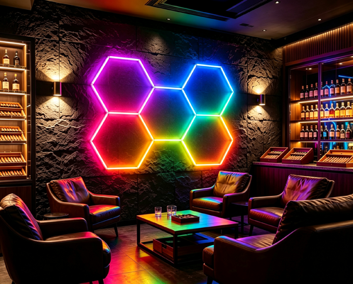 Bom preço Painéis Modulares de Luz LED Hexagonal RGB Conectáveis em Forma de Favo de Mel para Aplicações de Iluminação de Teto em Garagem, Academia, Oficina e Escritório On-line