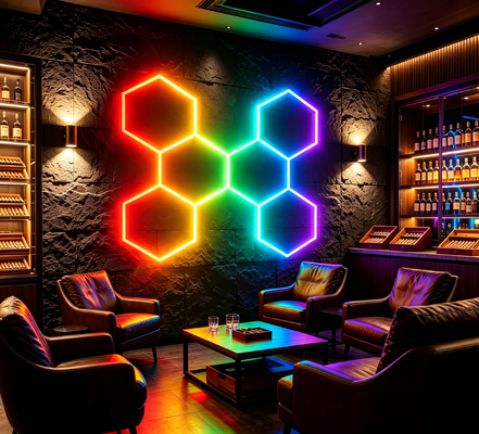 Lâmpadas hexagonais DC LED para iluminação de oficinas de detalhamento de automóveis