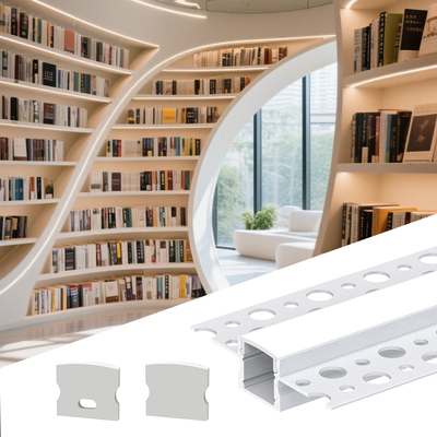 Canal de Alumínio para Fitas de LED com Tampa de PC K6 Embutido em Drywall Gesso Perfil de Alumínio para LED K&C