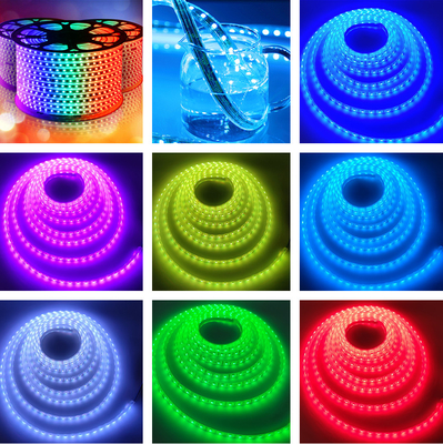 Diodo emissor de luz colorido flexível IP68 impermeável do gel de silicone DC24V das luzes de tira do diodo emissor de luz de SMD5050 RGB 60